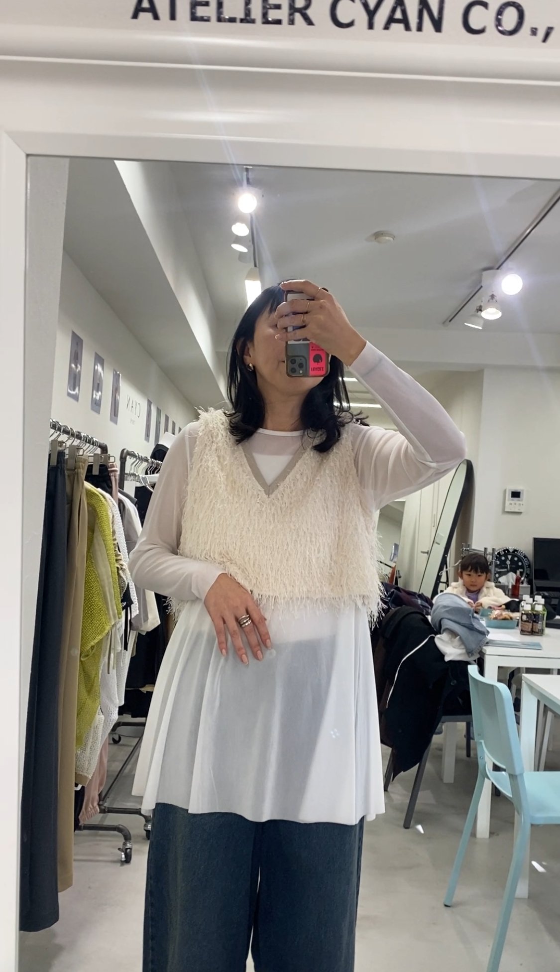 CYAN TOKYO❤ロングシャギーベスト❤ベージュ CYAN TOKYO❤ロングシャギーベスト❤ベージュ CYAN TOKYO
