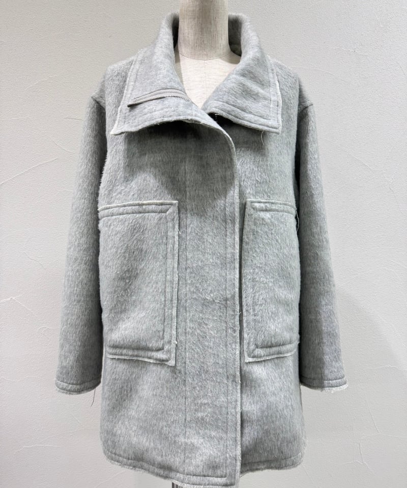 アトリエgg シャギーコート青 19ハーフ アトリエgg シャギーコート青