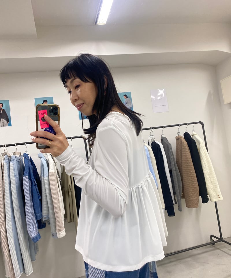 CYAN Tokyo バックギャザーPUジョーゼットTOPS(510300) | diamon