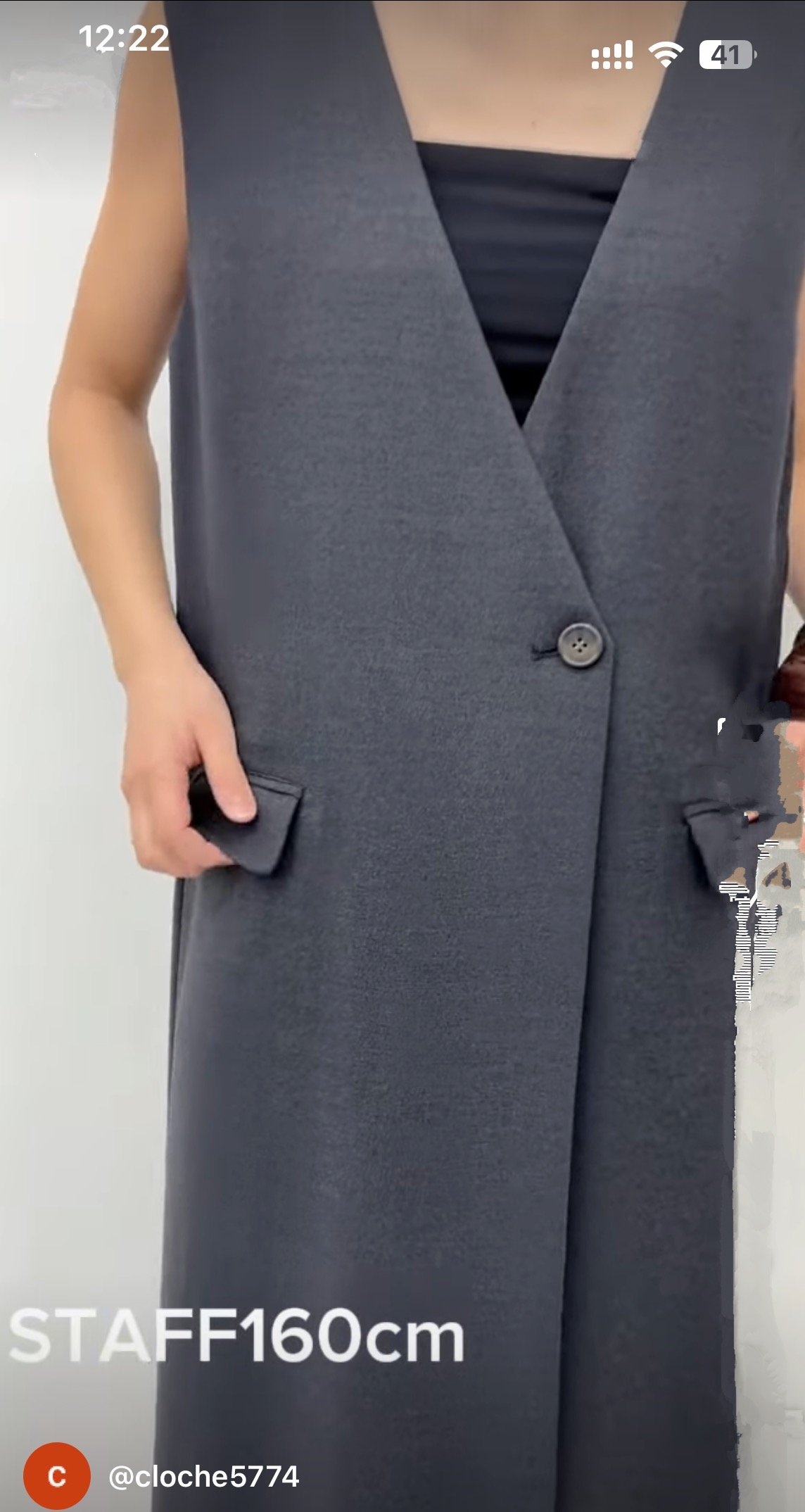 【タグ付き未使用美品】cloche ジャンスカ　チャコール クロシェ CLOCHE クロシェ キーネックジャンスカ チャコールグレー M〜LL 秋冬