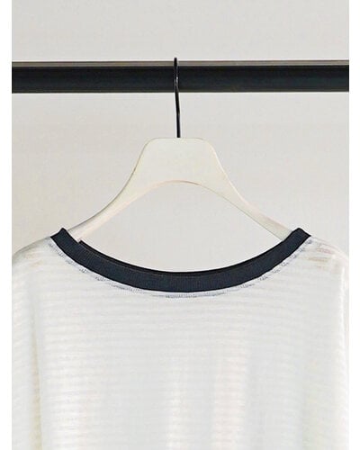 【CHIGNON】シアーボーダーTシャツ　　ホワイト【新品】 CHIGNON [8461-107KK] ｼｱｰﾎﾞｰﾀﾞｰTee | diamondrouge