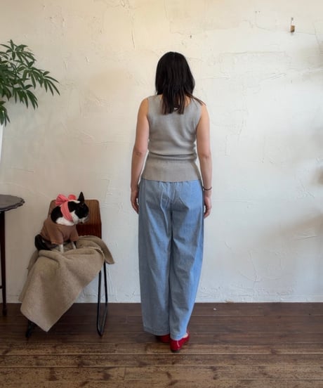 cloche2way Vネックラメノースリーブニット（622-85593）