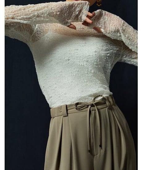 Mewl     [M263-83147] ﾚｰｽﾛﾝｸﾞｽﾘｰﾌﾞTOPS