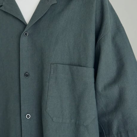 <ARMY TWILL>Cotton Linen Slab Big Half Sleeve Shirt【2colors】