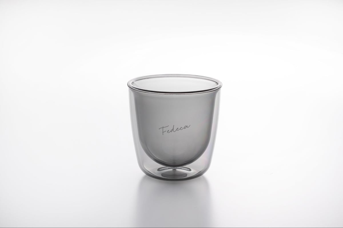 【新品未使用】FEDECA ダプルウオ一ルグラス とコ一スタ一兼蓋2点セット 新品未使用】FEDECA ダプルウオ一ルグラス とコ一スタ一兼蓋2点セット