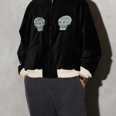 <THRIFTY LOOK > SNAKE & SKULL SOUVENIR BLOUSON