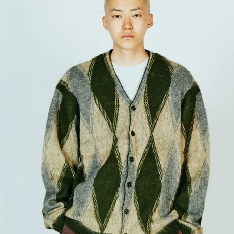 <TOWNCRAFT > VINTAGE PATTERN SHAGGY CARDIGAN