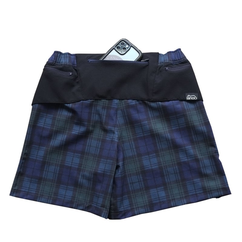 ranor | ラナー> TARTAN CHECK MIDDLE SHORTS BW | 