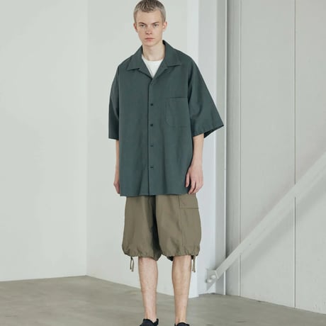 <ARMY TWILL>Cotton Linen Slab Big Half Sleeve Shirt【2colors】