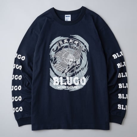 [BLUCO] PRINT L/S TEE -遊鷹-( Navy )