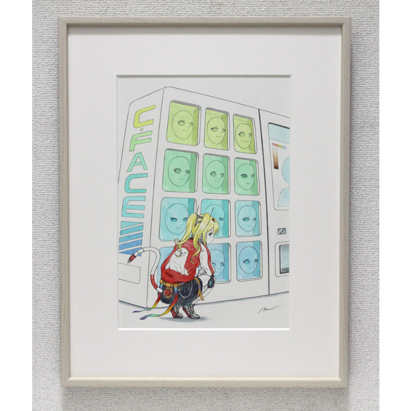 阿部瑞樹「顔選び」水彩紙 ペン アクリル絵具 /358×243mm(作品見え寸