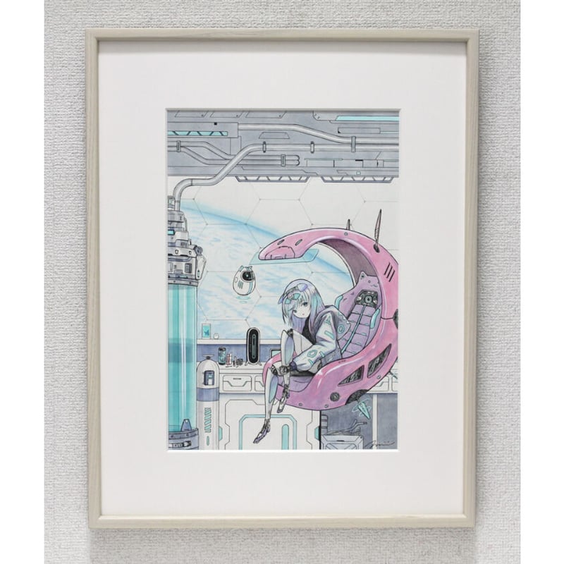 阿部瑞樹「地球が見える部屋」水彩紙 ペン アクリル絵具 /358×243mm