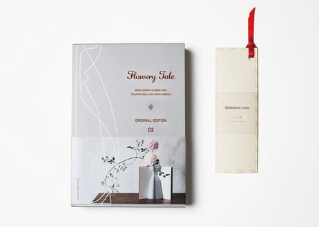 [ギフトセット] 　紙の花瓶　『Flowery Tale』  Original Edition 02　＋　しおり型メッセージカード　『Bookmark Card』　ベージュ