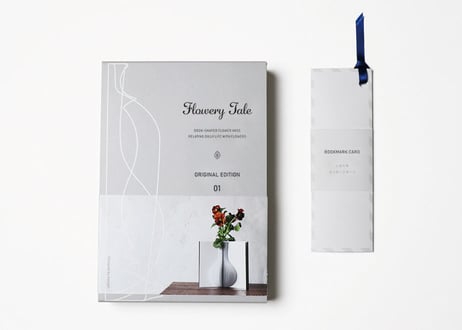 [ギフトセット] 　紙の花瓶　『Flowery Tale』  Original Edition 01　＋　しおり型メッセージカード　『Bookmark Card』　グレー