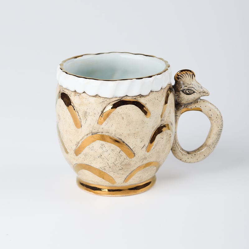 トナカイの骨に雷鳥の絵付きククサ マグ Lappituote