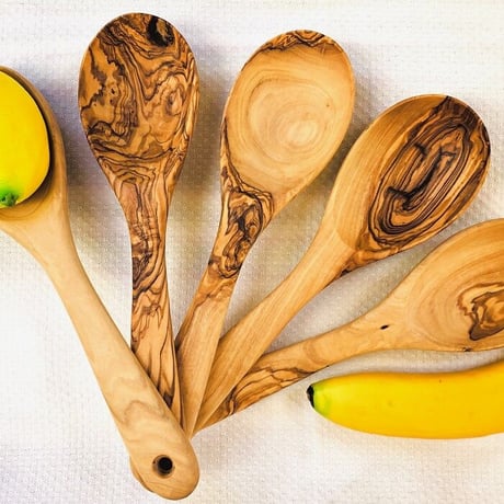 お玉スプーン　オリーブの木　スープをたくさん食べましょう　約28cm