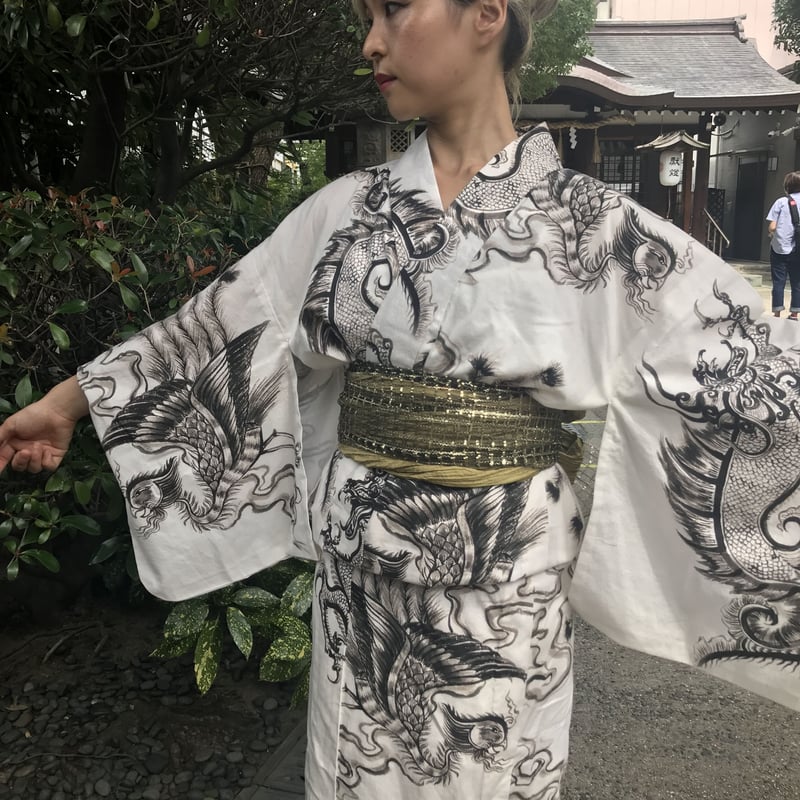 浴衣　黒　龍 浴衣 龍柄 黒 和柄 ヤクザ ヤンキー オラオラ系 悪羅悪羅 着物