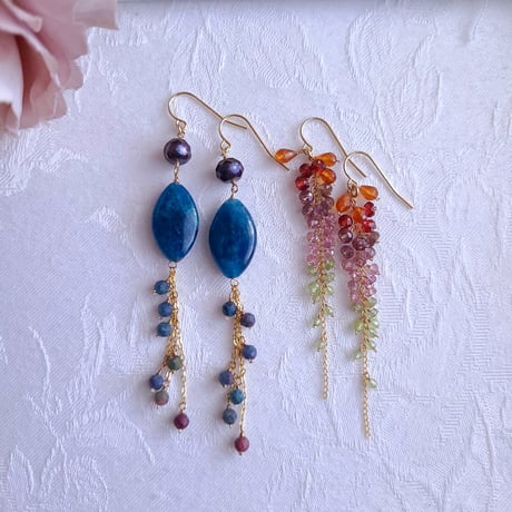 14kgfプレナイトフラワーカービング・ペリドットピアス/イヤリング 14kgfプレナイトフラワーカービング・ペリドットピアス/イヤリング