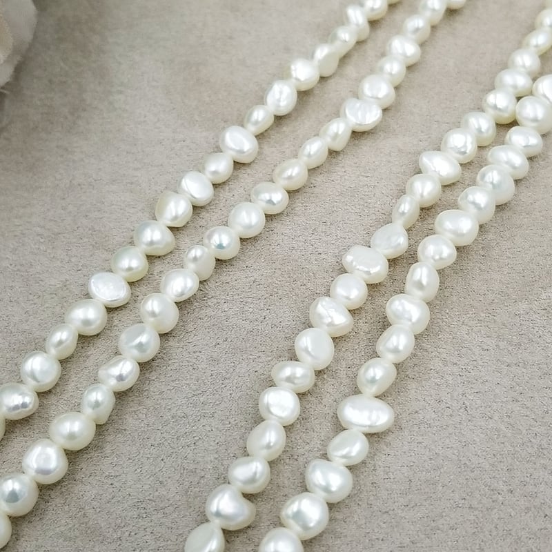 K14gf 淡水パールロングネックレス 120cm N01-02-120 ケシ中白 | Ne 