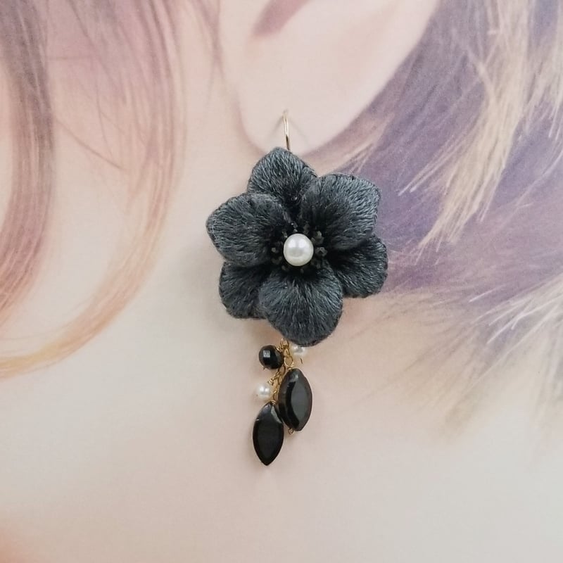 K14gf 立体刺繍ピアス フラワー PE06-23 フラワーA~C | Nerina K14gf 立体刺繍ピアス フラワー PE06-23 フラワーA~C | Nerina