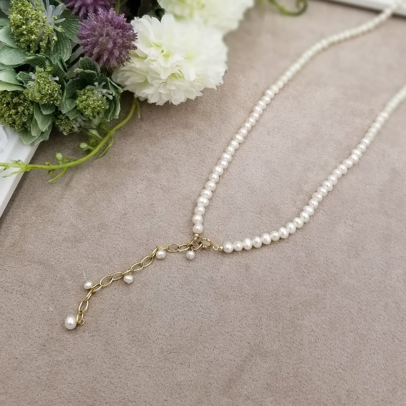 K14gf 淡水パールネックレス 60-65cm 4-4.5㎜ N01-02-60 | N