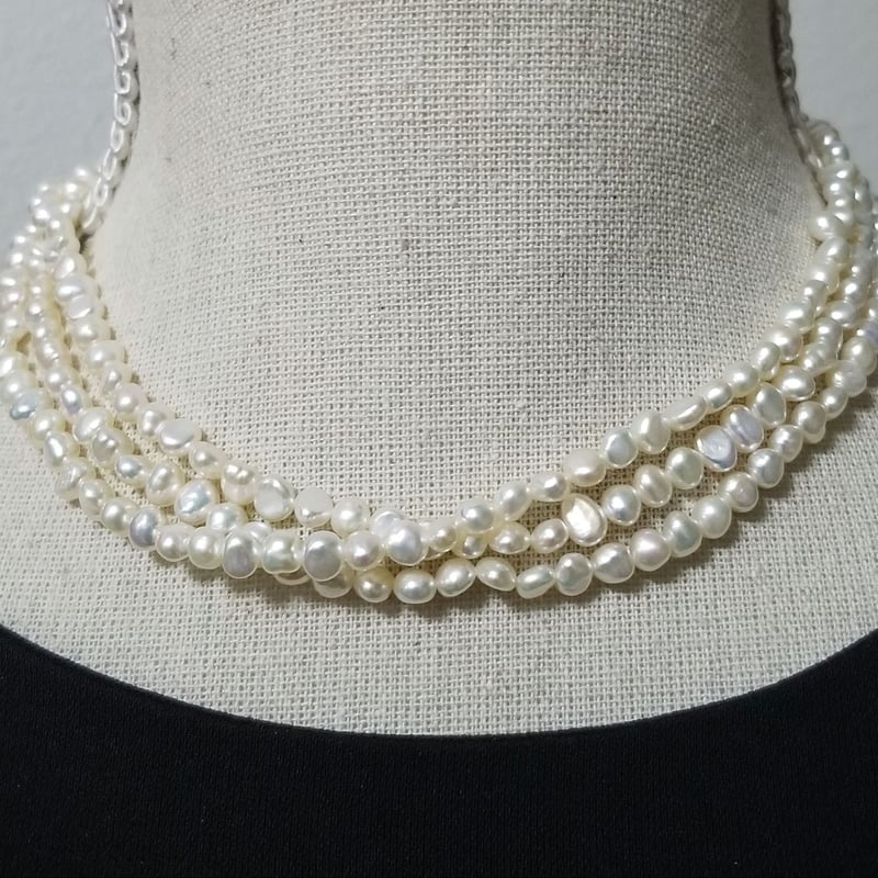 K14gf 淡水パールロングネックレス 120cm N01-02-120 ケシ中白 | Ne 