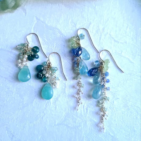 のんたん◆グランディディエライト×ブルームーンストーン×サファイアピアス のんたん様専用◇グランディディエライト×ブルームーンストーン