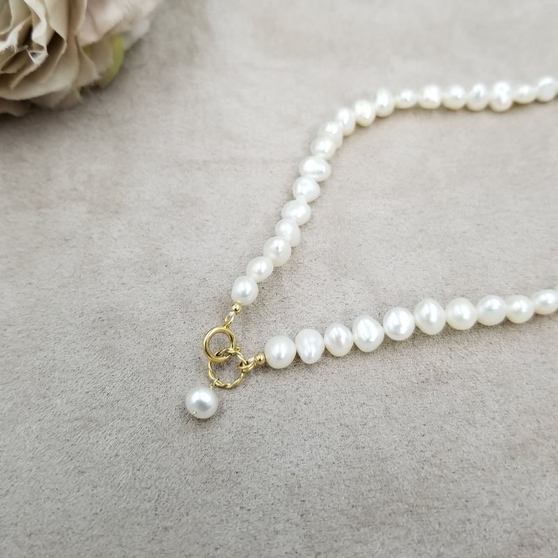新品 」K14 天然パール ロングネックレス - アクセサリー