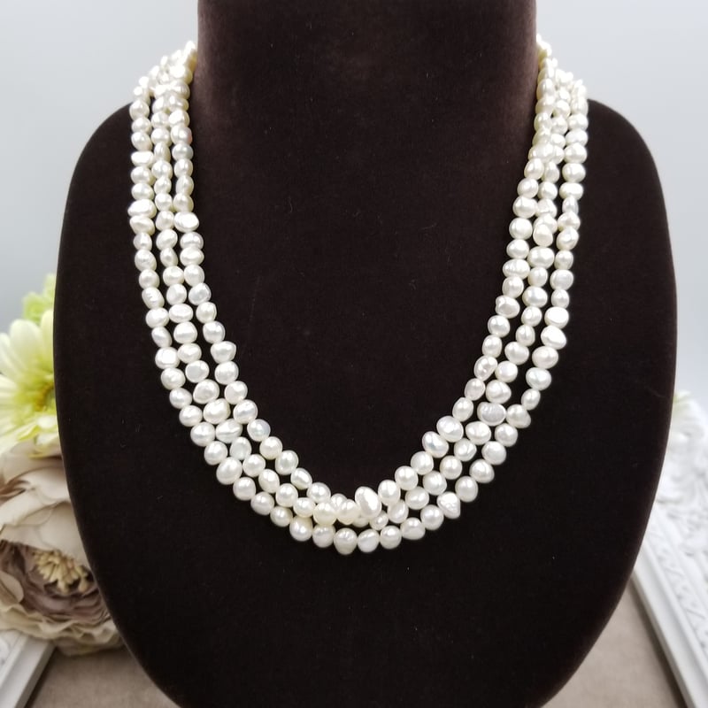 ホワイトパールロングネックレス② パール ネックレス ロング 80cm 真珠 淡水パール ロング
