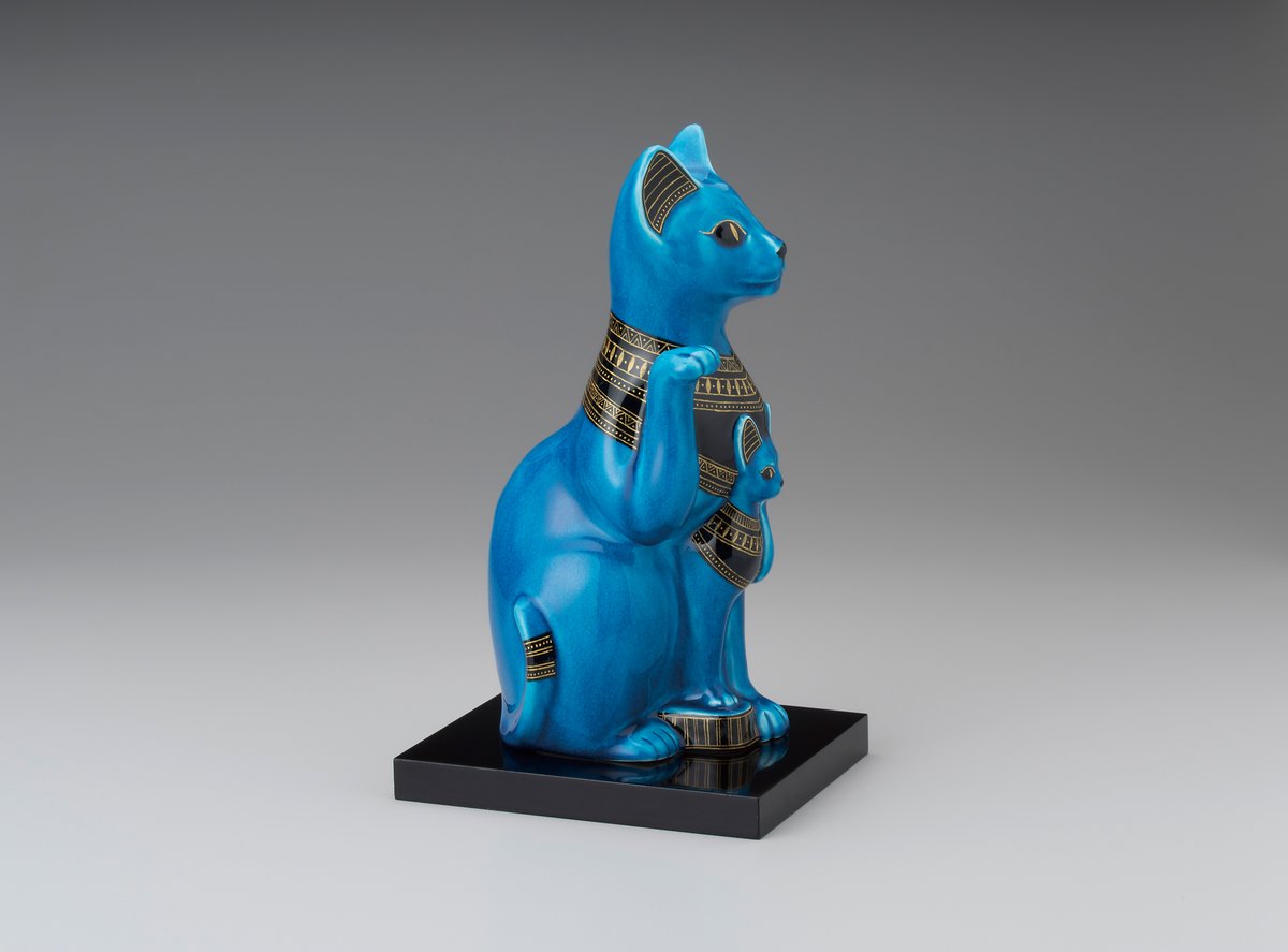 珍品親子招き猫 青釉金彩親子招き猫 （木箱入） | KOBEIGAMA