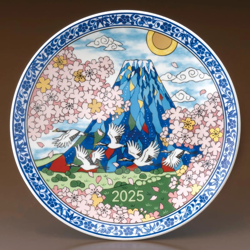 イヤーズプレート2025年「富士爛漫」（皿立付・化粧箱入