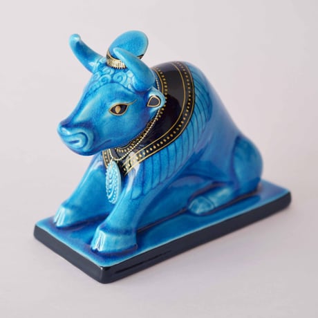 新品 幸兵衛窯 青釉オーナメント セクメト 古代エジプトの神 ライオン