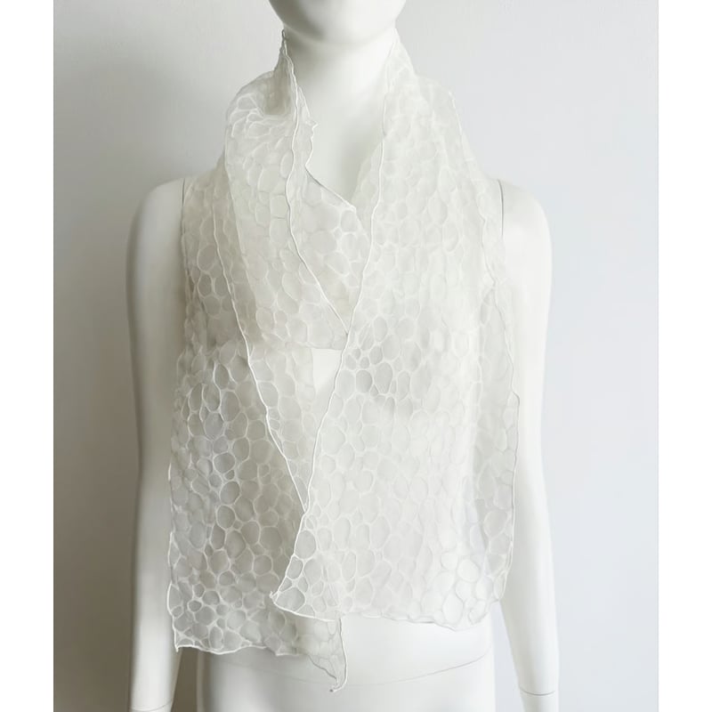 Silk White Bubble Bolero 2way, Scarf S,D #134