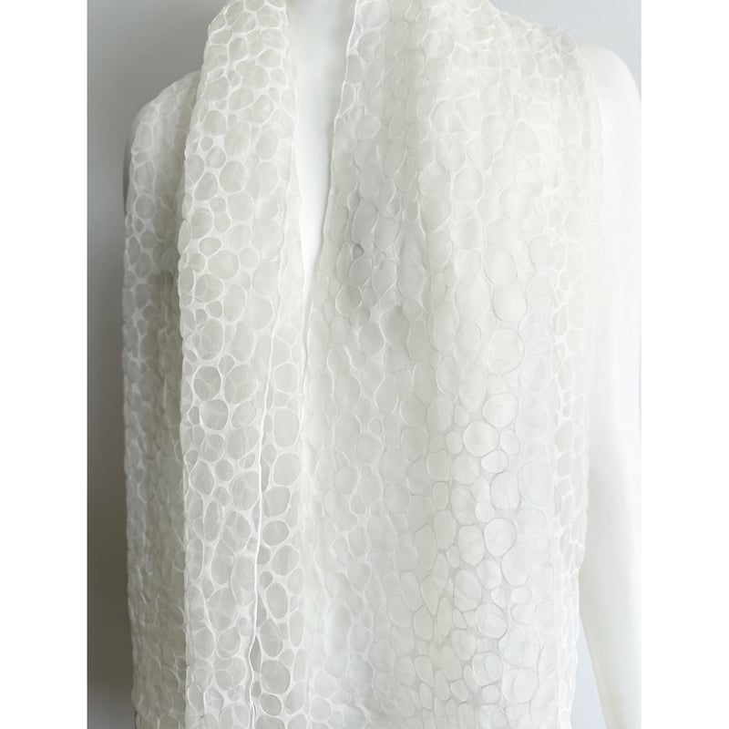 Silk White Bubble Bolero 2way, Scarf S,D #134