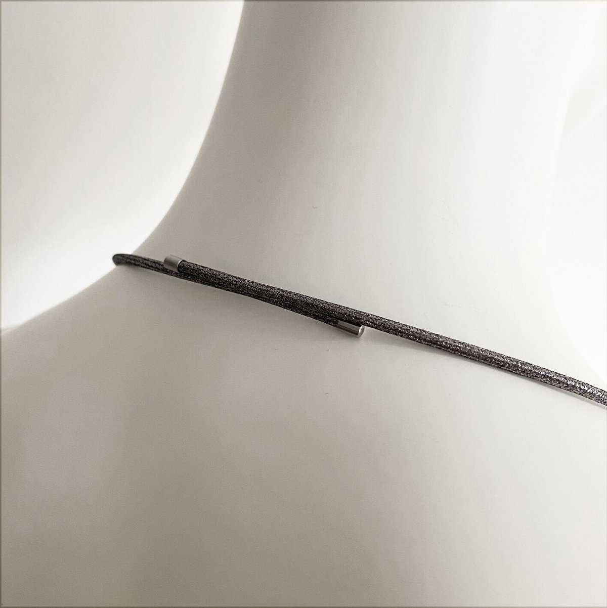 Magnet choker Polyester Silver, Dark silver #3