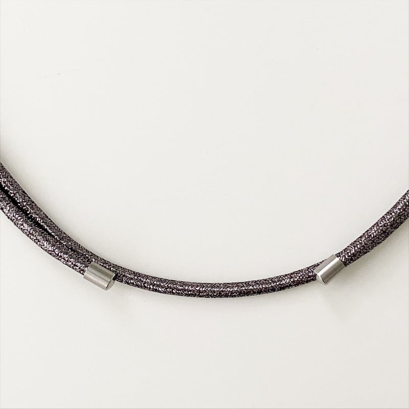 Magnet choker Polyester Silver, Dark silver #3