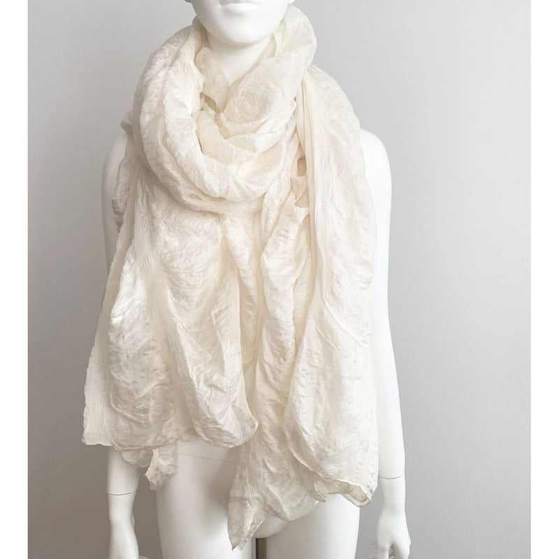 シャビーシックなホワイト糸巻き2個 Shrink Silk Scarf White Double #1199WH | acrylic