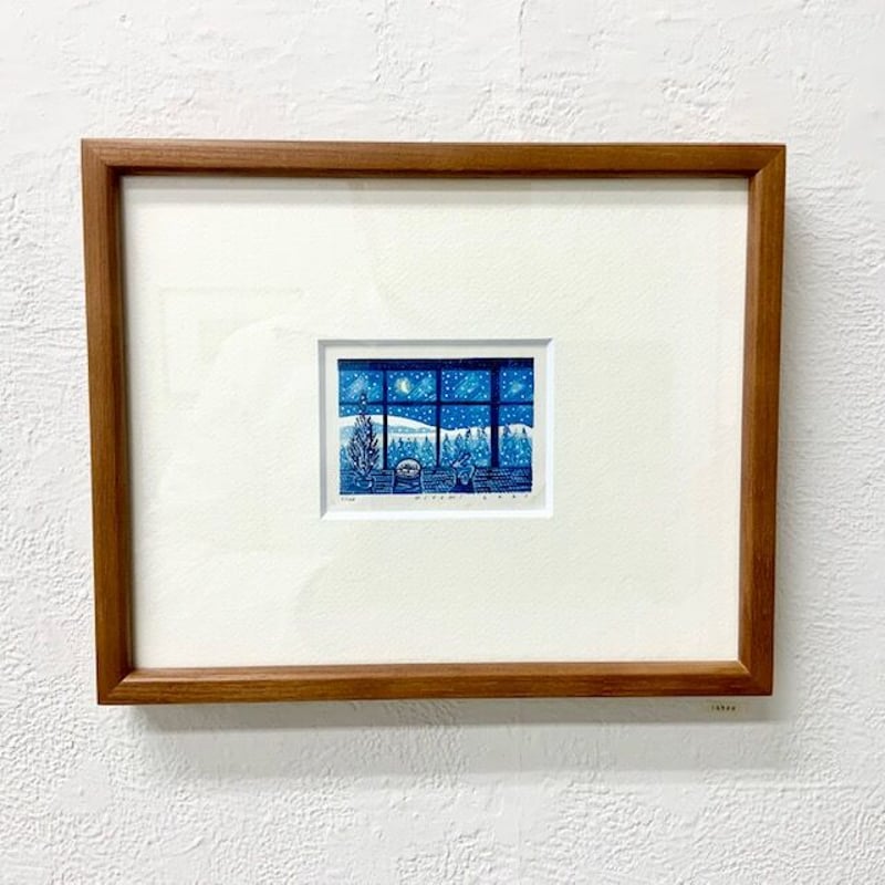 平岡瞳さん　版画　スノードーム　新品　額装 平岡瞳さん 版画 スノードーム 新品 額装