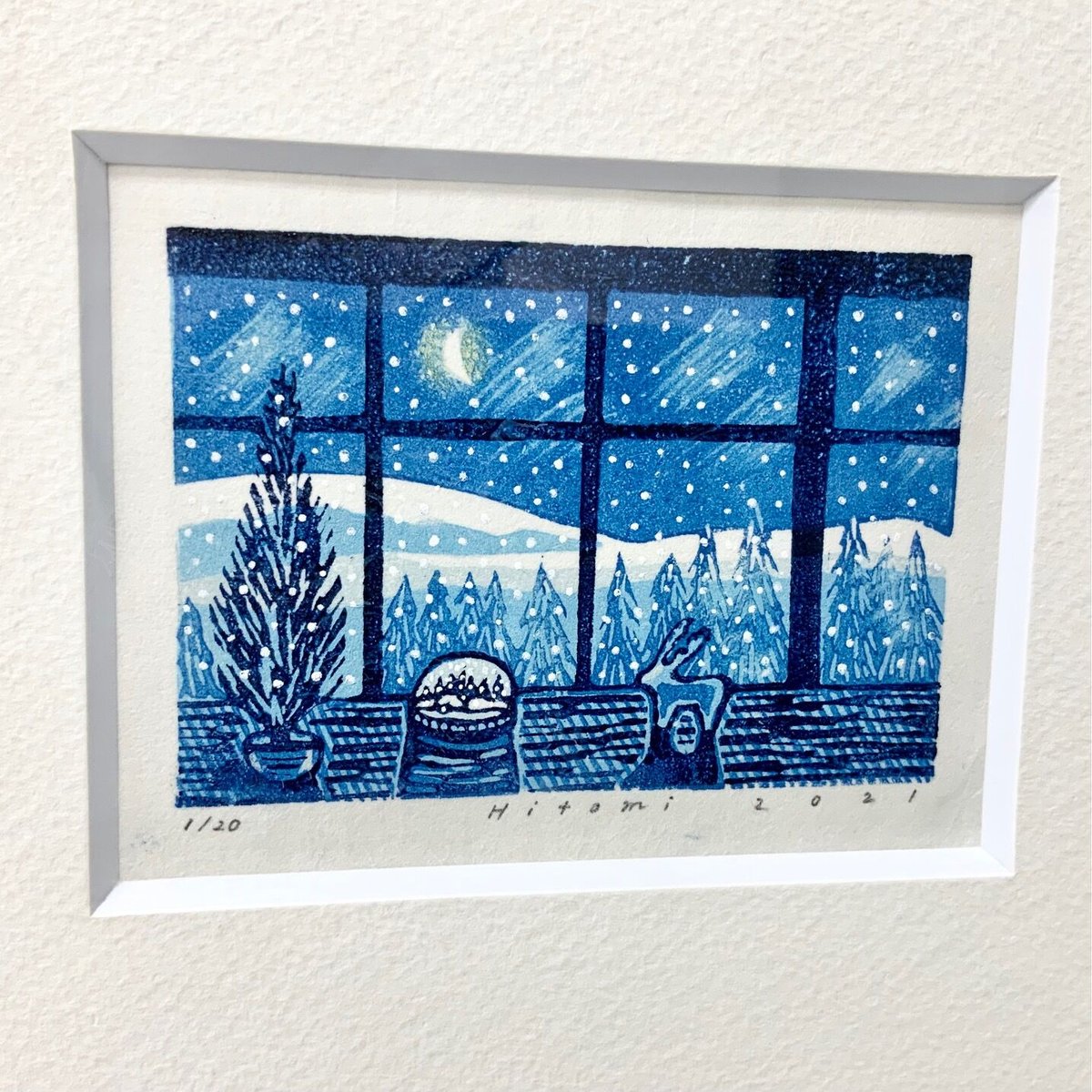平岡瞳さん 版画 スノードーム 新品 額装