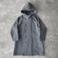 Herringbone Wool*Nylon Double Cloth / Raglan Sleeve Hooded Easy Coat