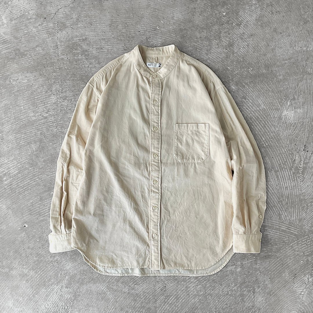 ts(s) Garment Dye Cotton Summer Corduroy Cloth / Baggy Fit Band Collar Shirt