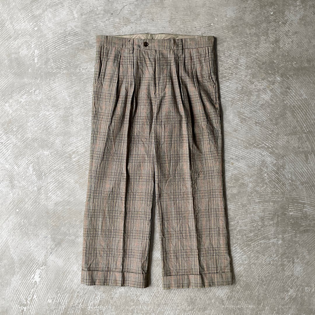 ts(s) Smoky Basic Plaid Cotton Cloth / 2 In-pleat Wide Pants