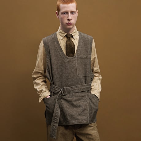 Garment Dye Woolly Finish Herringbone Cloth / Artisan Vest