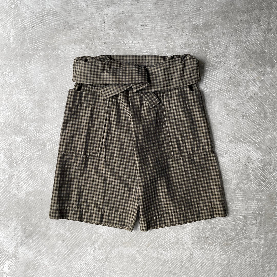 ts(s) Gingham Plaid Jacquard Polyester*Cotton Cloth / Thai Shorts