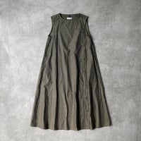 Gingham Plaid Jacquard Polyester*Cotton Cloth / Side Button Sleeveless Dress