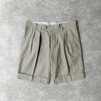 Smoky Basic Plaid Cotton Cloth / 2 In-pleat Wide Shorts