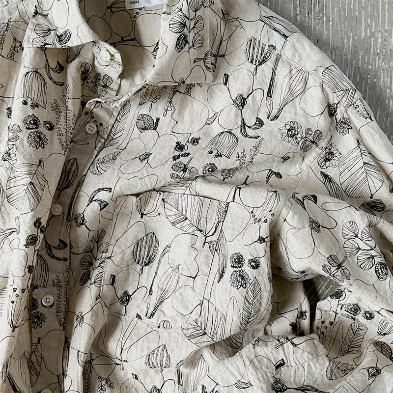 Flower Drawing Print Linen*Cotton Cloth / Bagg