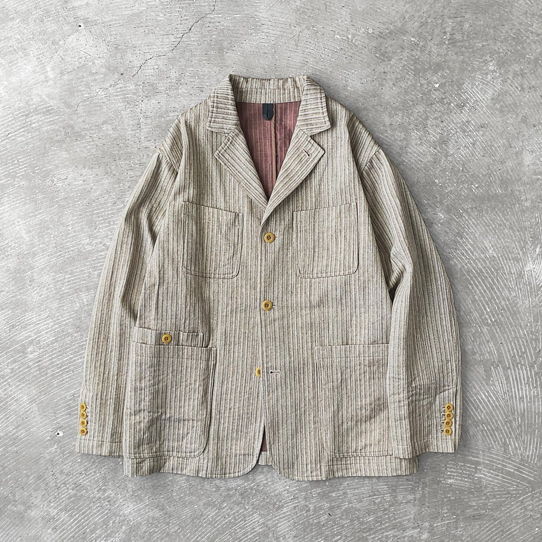 ts(s) Uneven Jacquard Cotton Twill Cloth / 4+1 Patch Pocket Jacket