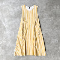 Block Stripe Print Cotton Twill Cloth / Foldable Apron Dress