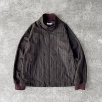 Stripe Cotton*Wool Stretch Cloth / Zip Front Harrington Jacket